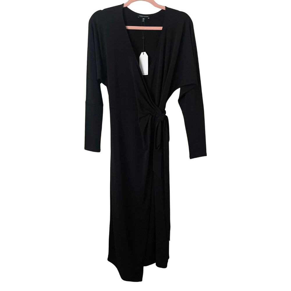 Universal‎ Standard Dress Womens 4XS US 0 Black Mini Dolman Wrap Long Sleeve LBD